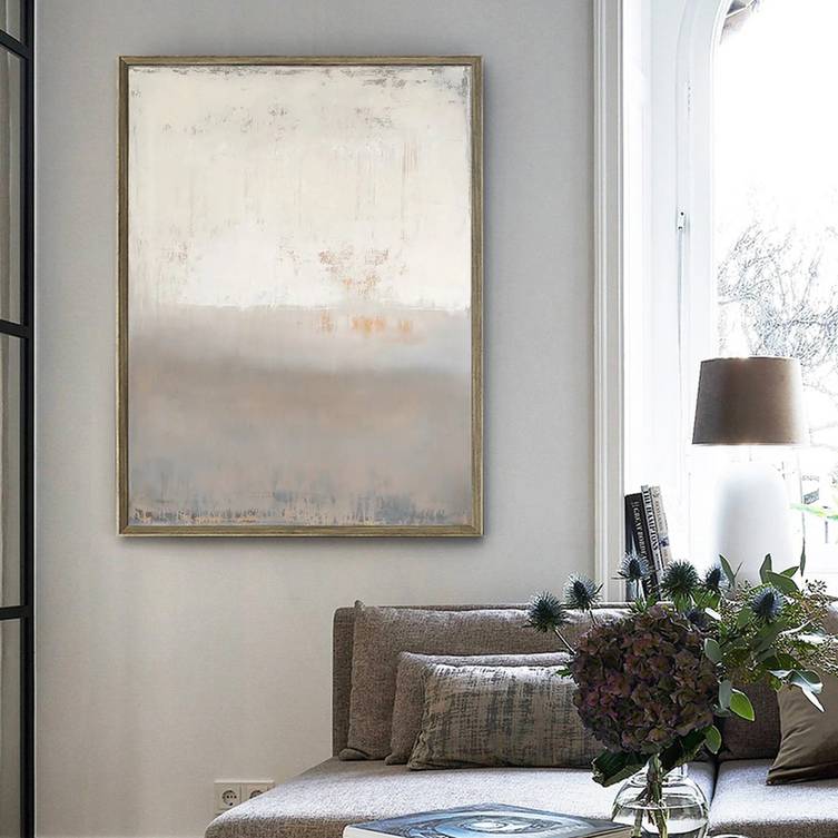 Yellow Painting Abstract Gray Abstract Canvas Artwork W70KD wall art